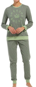 Rebelle pyjama du 36 au 48 gris et vert clair