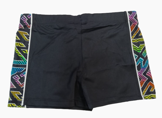 Short de bain homme noir à bande motifs