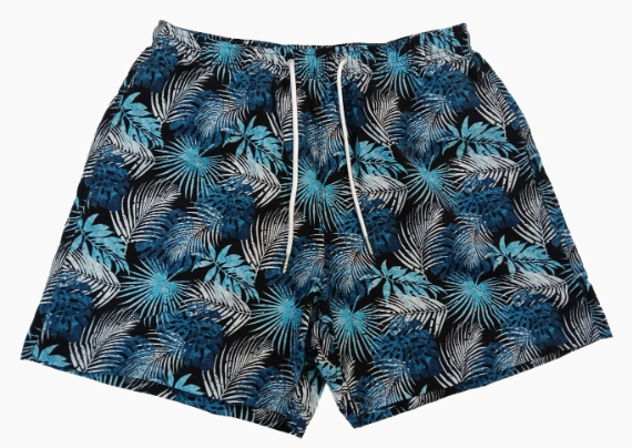 Docor bermuda homme bleu et noir feuillus