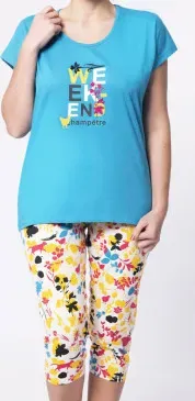 Rose pomme pyjama bleu imprimé