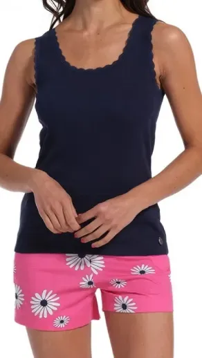 Pyjama short marine et rose du 40 au 42