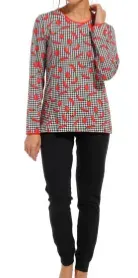 Rebelle pyjama pantalon long motif piment du 36 au 48