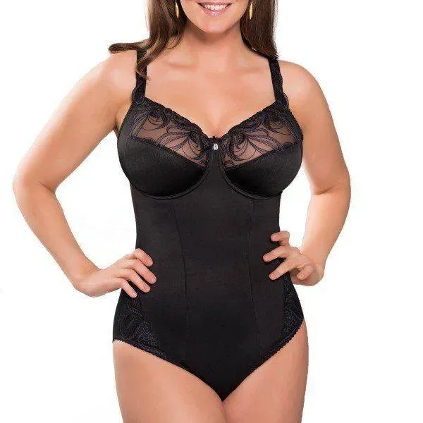 Body de lingerie gainant noir à dentelle