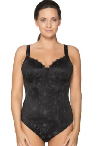 Body de lingerie gainant noir à motif