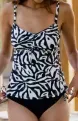 Lagon bleu tankini noir et blanc réglable