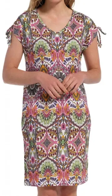 Robe soleil manche courte à motif du 46 au 52