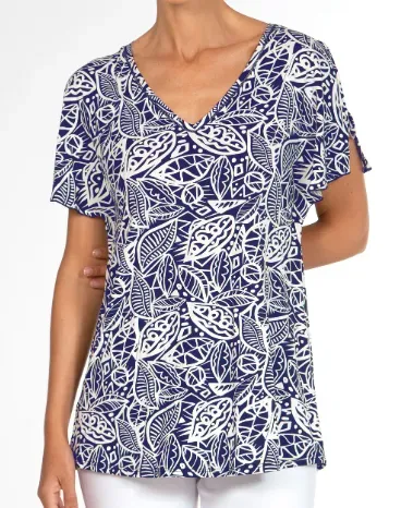 Janira top botanic blanc et bleu