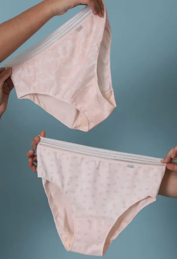 Pack Duo de culotte coton avet rose à motif