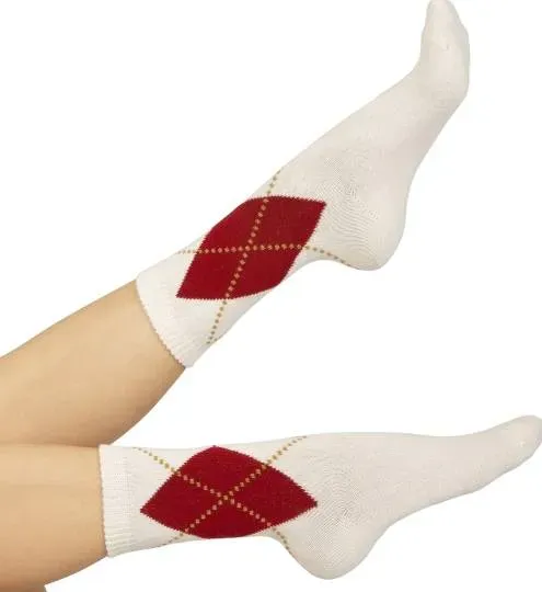 Chaussette laine et alpaga à motif losange clairs