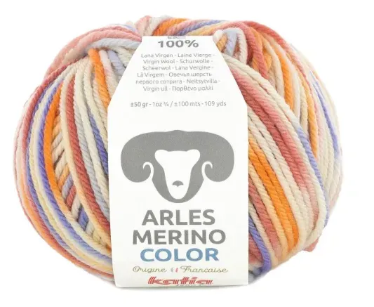 Aiguilles 4-4,5 Arles merino colors rose orange bleu blanc