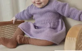 Tricot layette de robe en merino baby