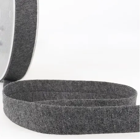 Biais jersey chiné gris foncé