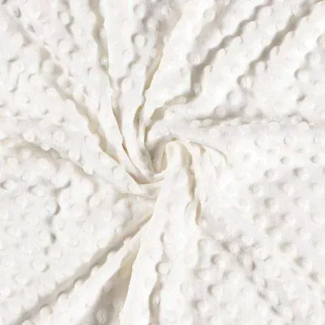 Velours à relief pois au mètre blanc cassé