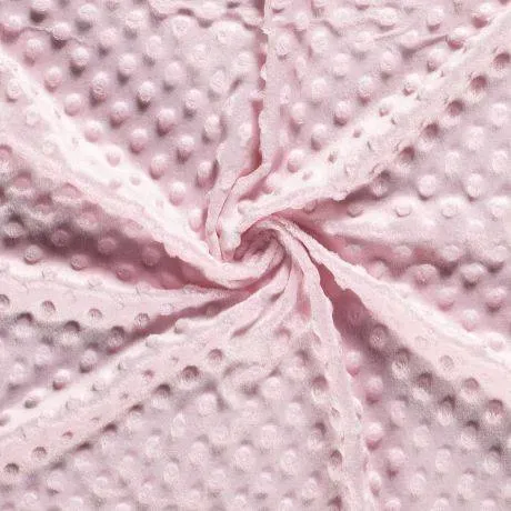 Velours à relief pois au mètre rose clair