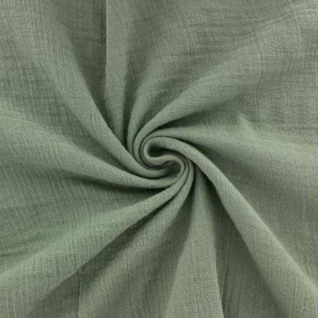 Double gaze coton gris vert